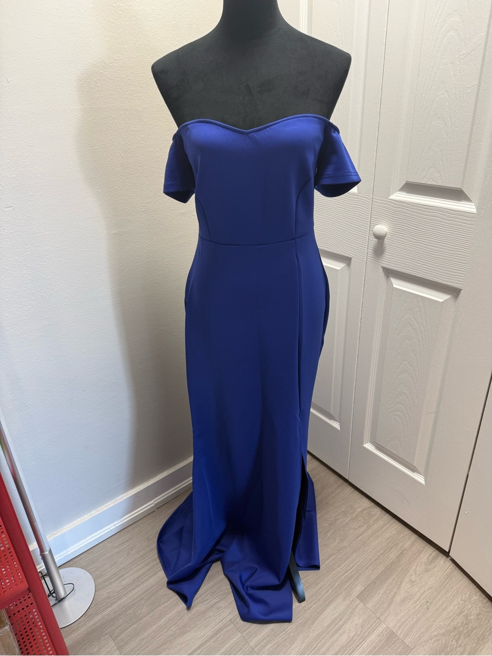Off-Shoulder Royal Blue Evening Gown